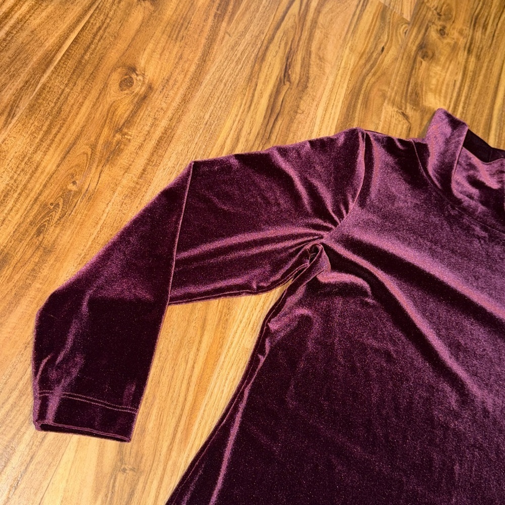 Jones New York 8 medium dress purple Velvet Turtleneck long sleeve knee stretch - Picture 4 of 7
